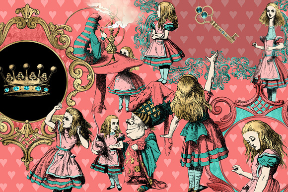Coral & Turquoise Alice Graphics in Illustrations - product preview 1