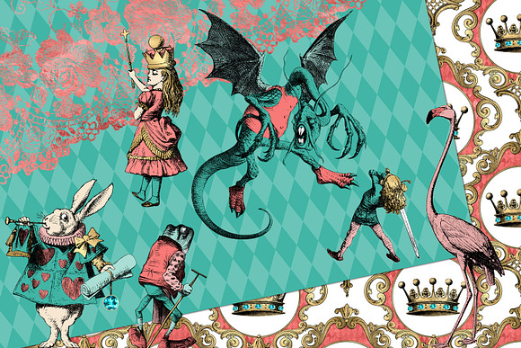 Coral & Turquoise Alice Graphics in Illustrations - product preview 2