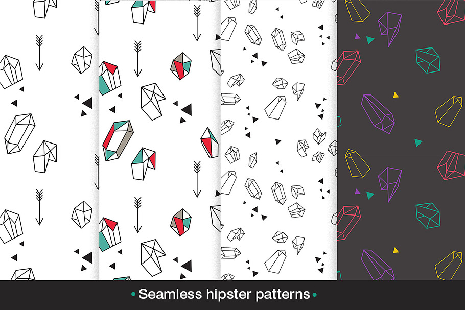 Seamless hipster patterns set
