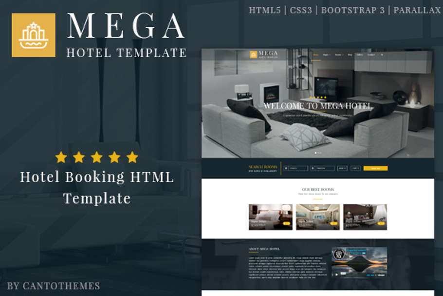 Mega - Hotel Booking Bootstrap Theme in Bootstrap Themes - product preview 8