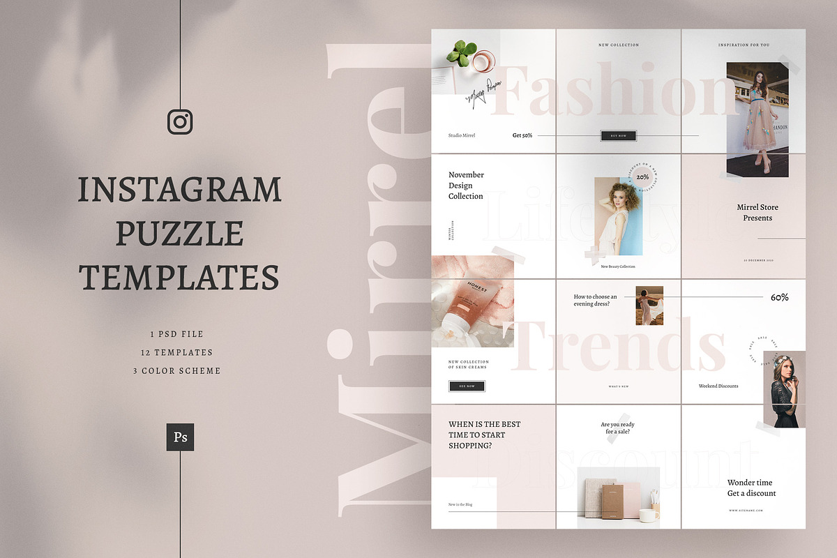Mirrel Instagram Puzzle Templates in Instagram Templates - product preview 8