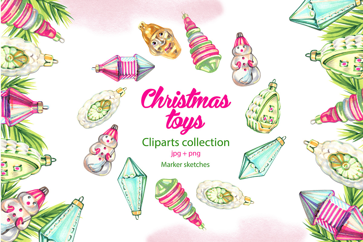 Vintage Christmas toys cliparts in Objects - product preview 8