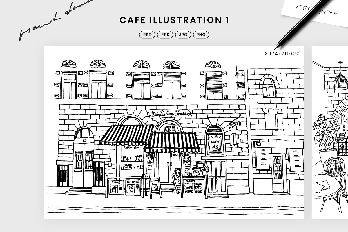 Hand drawn cafe illustrations in Illustrations - product preview 8