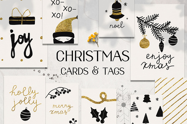 Christmas holiday cards & tags set