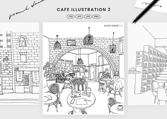 Hand drawn cafe illustrations in Illustrations - product preview 1