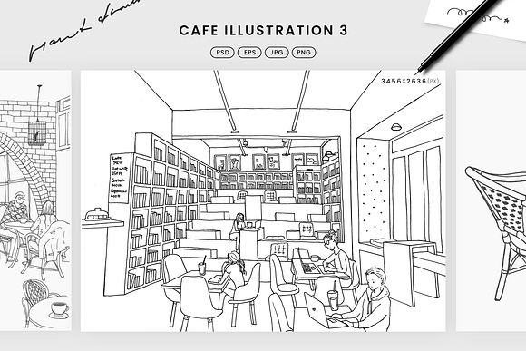 Hand drawn cafe illustrations in Illustrations - product preview 2