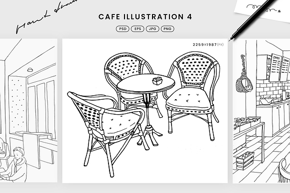 Hand drawn cafe illustrations in Illustrations - product preview 4