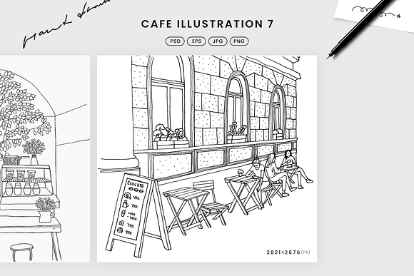 Hand drawn cafe illustrations in Illustrations - product preview 7