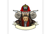 Hand drawn sketch fireman icon7