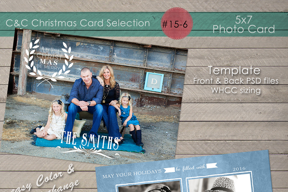 Christmas Photo Card Collection 15-6 in Card Templates - product preview 8