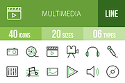 40 Multimedia Green & Black Icons