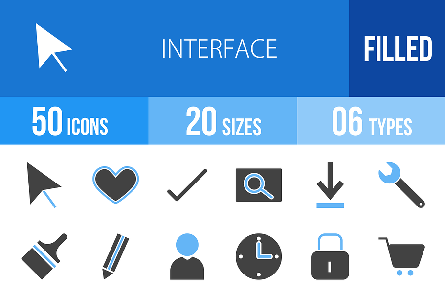 50 Interface Blue & Black Icons