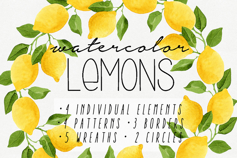 Watercolor Lemons Set