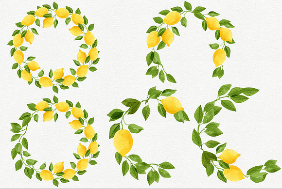Watercolor Lemons Set in Illustrations - product preview 2