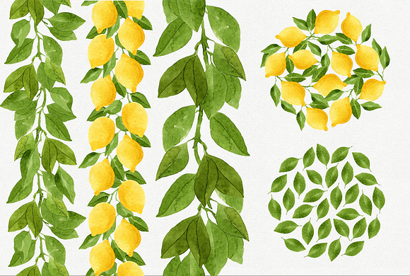 Watercolor Lemons Set in Illustrations - product preview 3