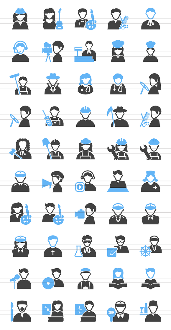 50 Professionals Blue & Black Icons in Graphics - product preview 1