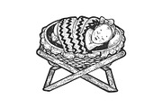 Baby sleeps in the cradle sketch