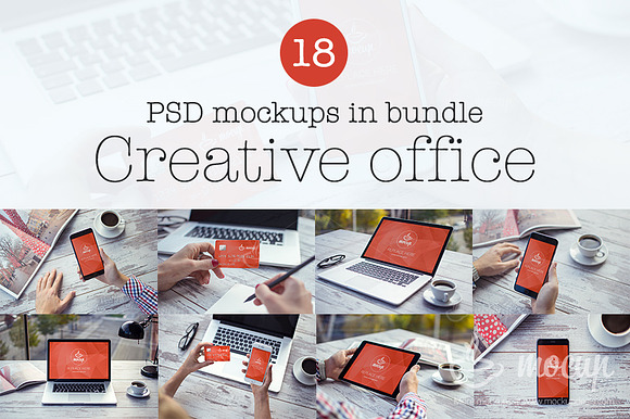 18 PSD Mockups Creative Office in Mobile & Web Mockups - product preview 5