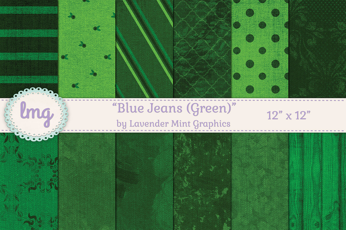 Green Denim Scrapbook Papers in Patterns - product preview 8