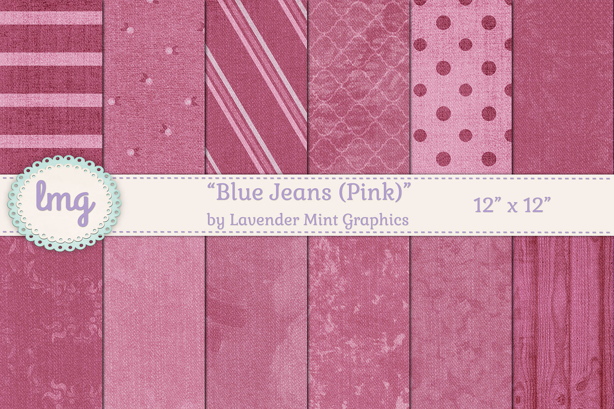 Pink Denim Scrapbook Paper in Patterns - product preview 8
