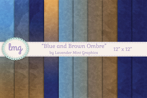 Blue and Brown Ombre Scrapbook Paper