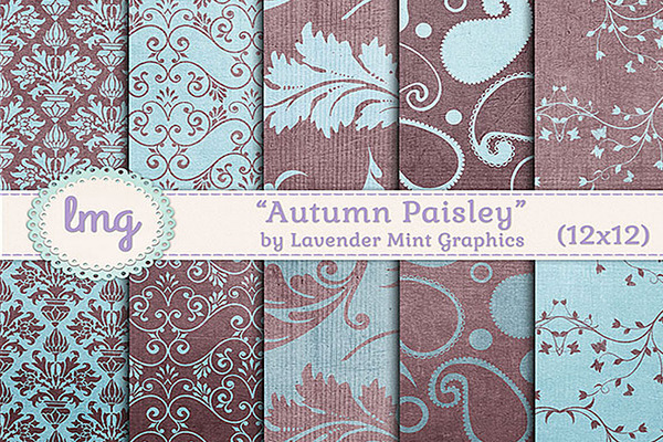 Autumn Paisley Scrapbook Papers