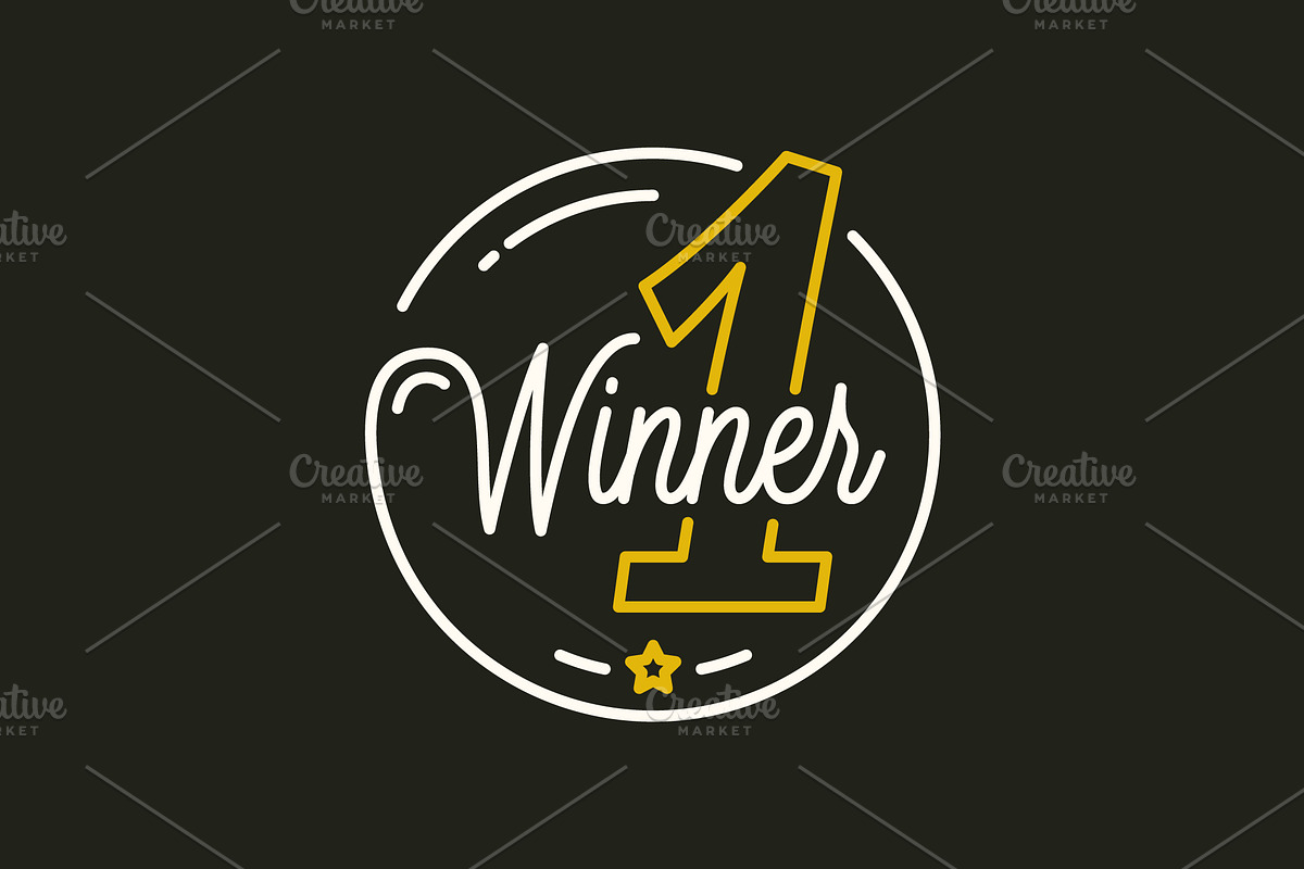 Winner 1st place logo. Round linear. in Illustrations - product preview 8
