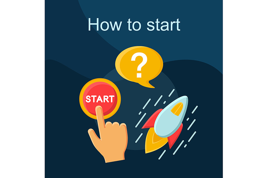 How to start flat concept icon
