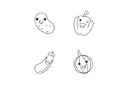 Vegetables cute kawaii characters