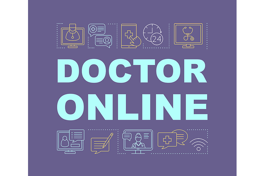 Doctor online word concepts banner in Icons - product preview 8