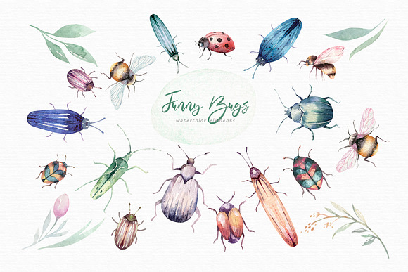 Butterflies and funny bugs set in Illustrations - product preview 2