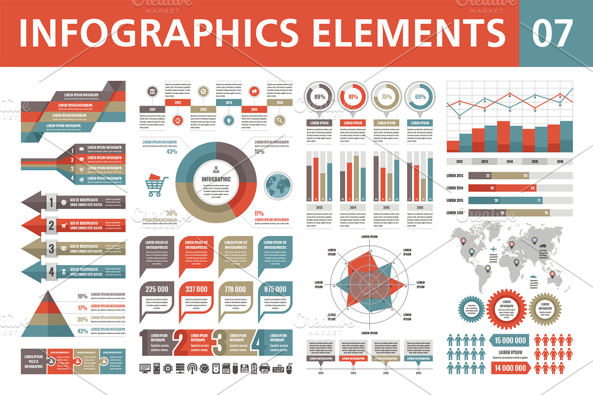 Infographics Elements - Vector Set 7 in Presentation Templates - product preview 8