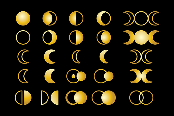 Moon Cycle Icons Clip Art Set in Icons - product preview 4