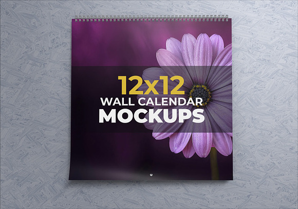 12″x12″ Wall Calendar Mockups in Print Mockups - product preview 2