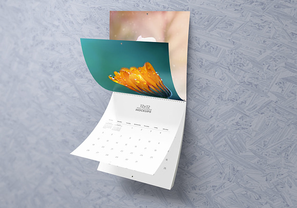12″x12″ Wall Calendar Mockups in Print Mockups - product preview 3