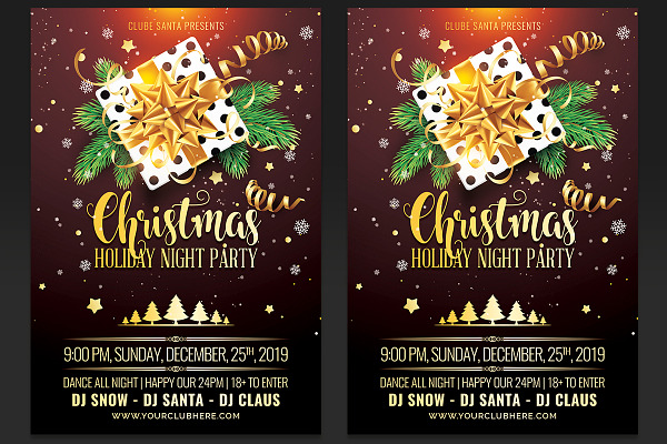 Christmas Holiday Night Party Flyer