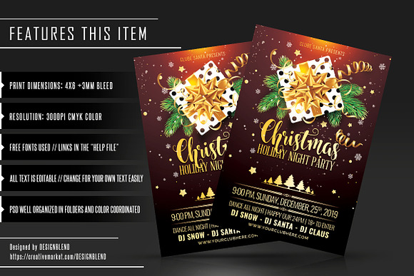 Christmas Holiday Night Party Flyer in Flyer Templates - product preview 1