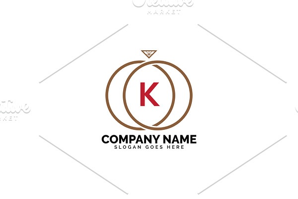 k letter ring diamond logo