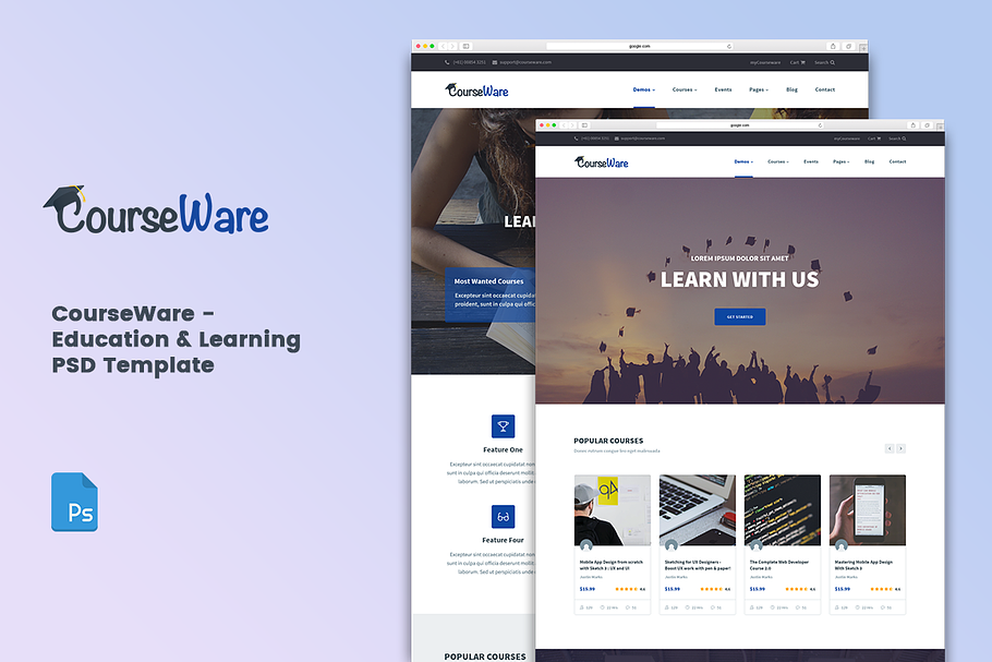CourseWare - Learning PSD Template in Landing Page Templates - product preview 8