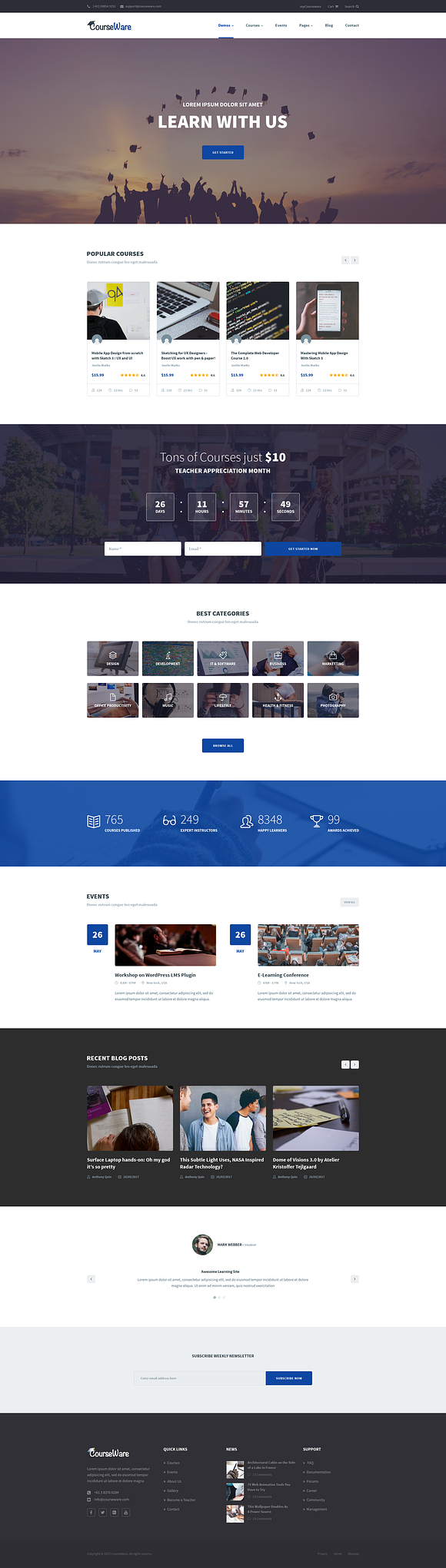 CourseWare - Learning PSD Template in Landing Page Templates - product preview 1
