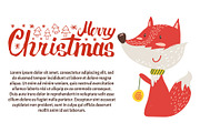 Merry Christmas Postcard Fox Playing