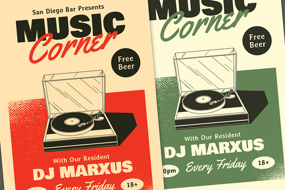Vintage Music Corner Flyer in Flyer Templates - product preview 1