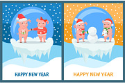 New Year Piglets Couples, Gift Box