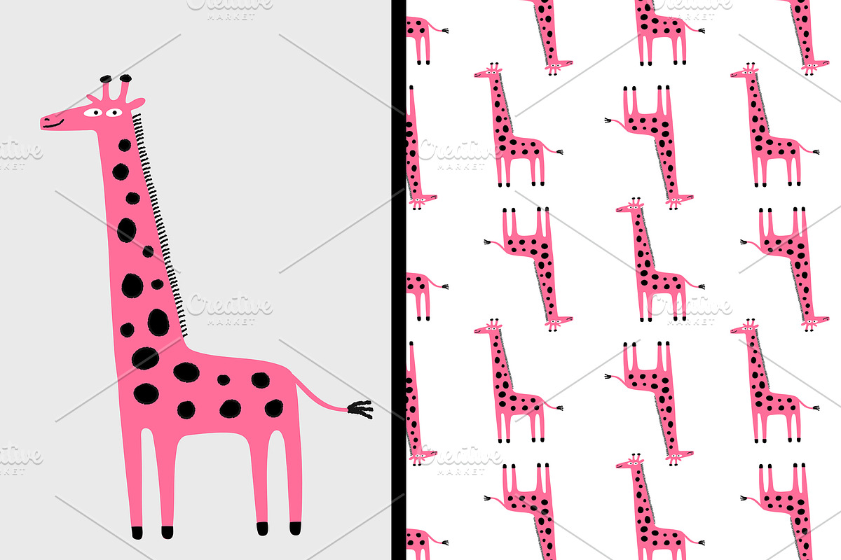 Pink Animals, A Giraffe in Patterns - product preview 8