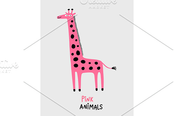 Pink Animals, A Giraffe in Patterns - product preview 1