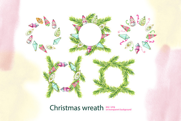Christmas toys wreaths and frames in Illustrations - product preview 2