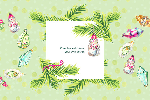 Christmas toys wreaths and frames in Illustrations - product preview 4