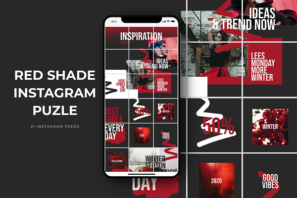 Red Shade Instagram Puzzle Templates