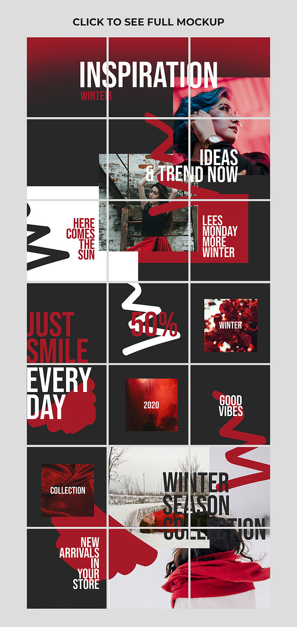 Red Shade Instagram Puzzle Templates in Instagram Templates - product preview 1