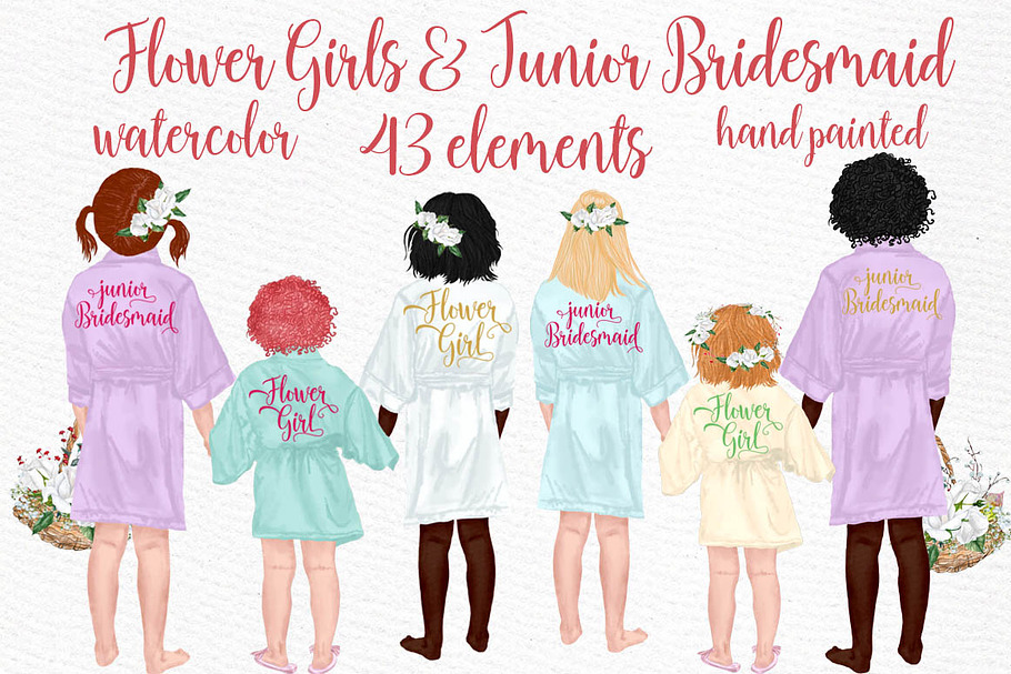 Flower girls Junior Bridesmaids in Illustrations - product preview 8